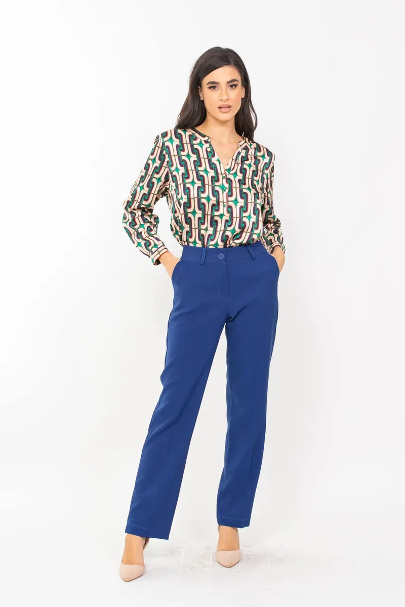 ΠΑΝΤΕΛΟΝΙ PLUS SIZE OFFICE ΚΡΕΠ ΜΠΛΕ ΡΟΥΑ ΜΠΛΕ ΡΟΥΑ