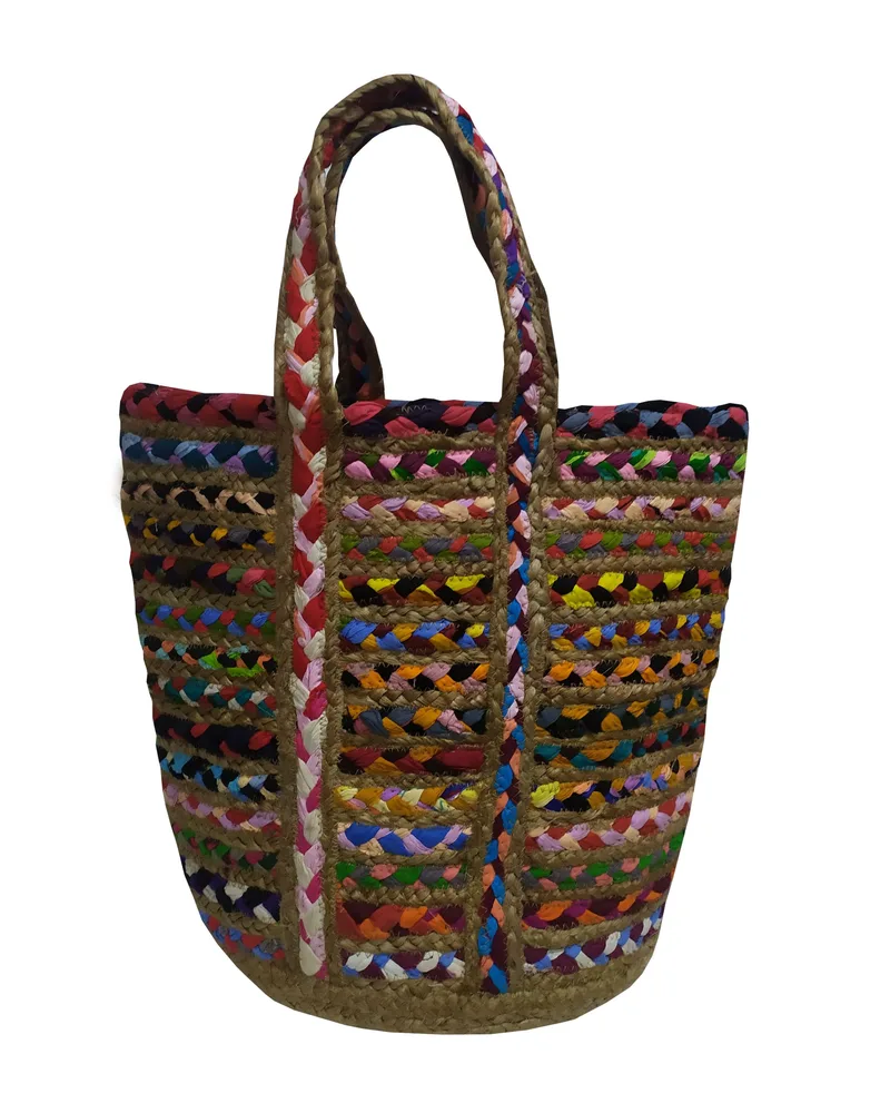 Τσάντα Θαλάσσης Jute-Βαμβακερή Multicolor 40x50εκ. Design 1 Komvos Home 7012163-1 (Ύφασμα: 50%Cotton-50%Jute) - KOMVOS HOME - 7012163-1