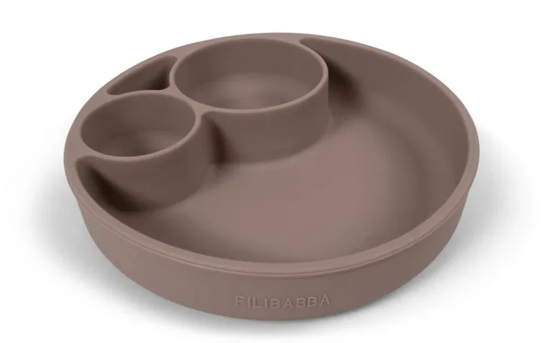 Filibabba Silicone Divided Plate – Warm Grey