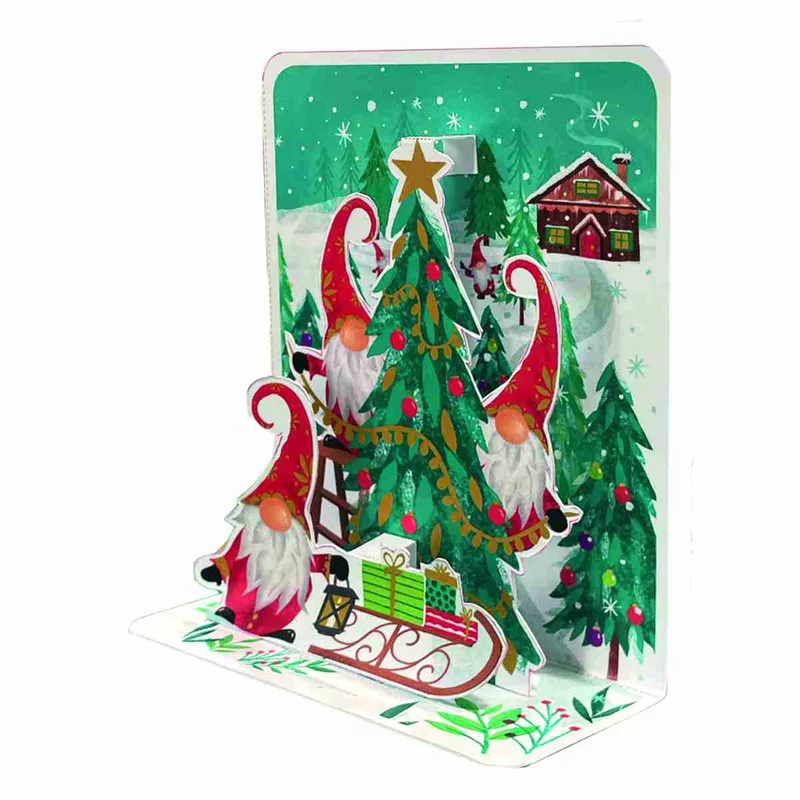 Pictura Xmas 3D Αναδυόμενη Κάρτα Ξωτικά με Έλατο