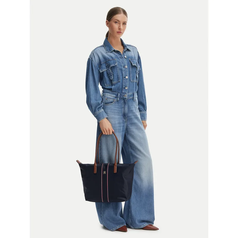 Τσάντα Tommy Hilfiger Popette Tote Corp AW0AW17706 Σκούρο μπλε