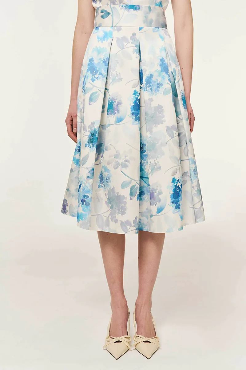 Forel γυναικεία φούστα midi floral - 082.00.01.006 Μπλε Σκούρο