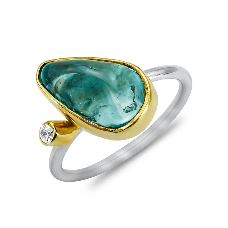 Δαχτυλίδι Mε Blue Topaz από Δίχρωμο Ασήμι DX845