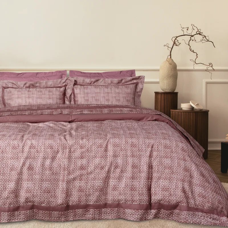 Das home παπλωματοθηκη σετ υπερδιπλη executive 1687 cream, dark rose 220x240