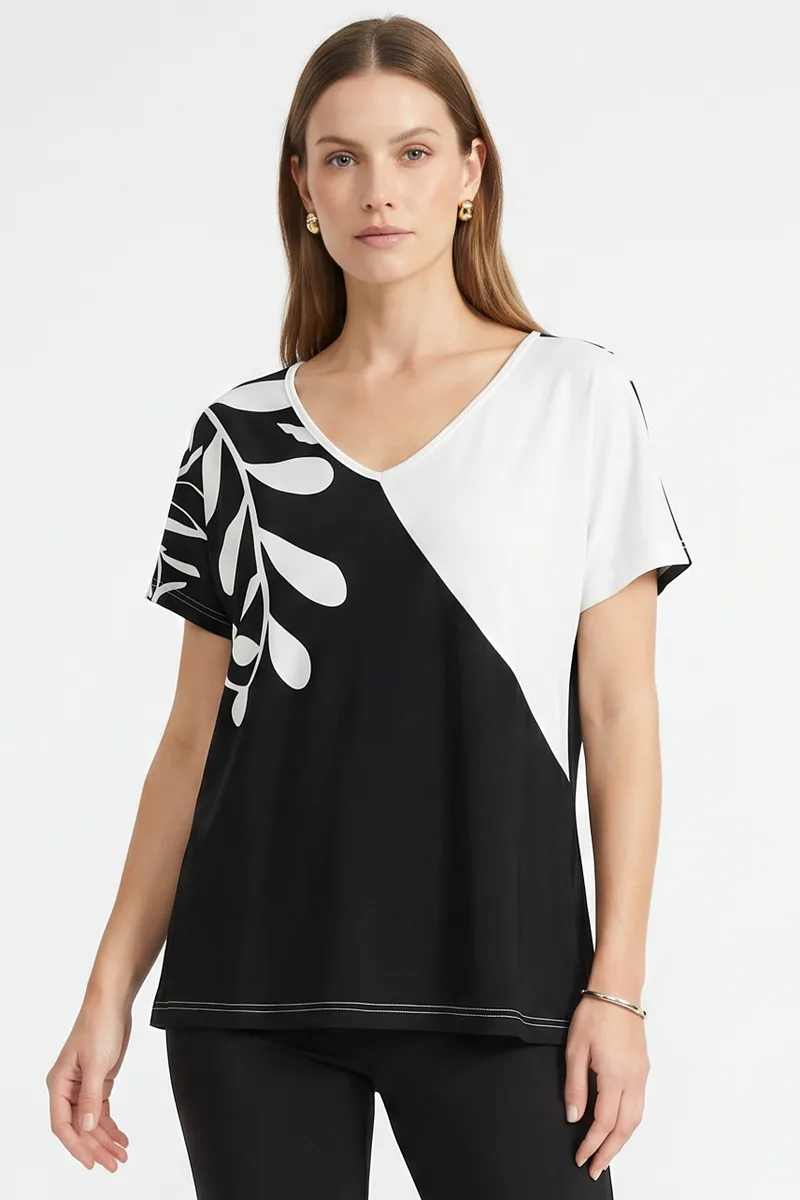 ΜΑΥΡΗ V-NECK ΦΛΟΡΑΛ ΜΠΛΟΥΖΑ