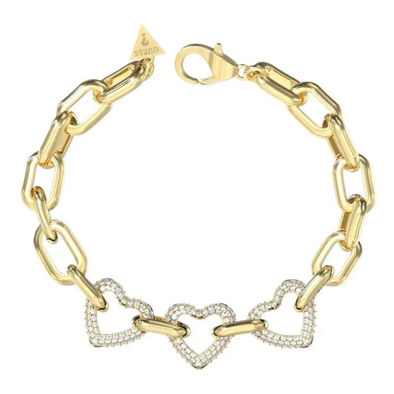 Γυναικείο βραχιόλι με πετράτες καρδιές Guess Beloved JUBB06012JWYGL JUBB06012JWYGL Ατσάλι