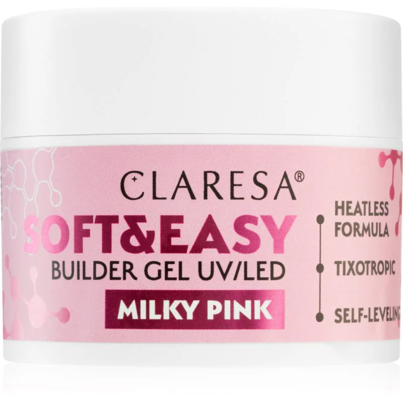 Claresa Soft&Easy Builder Gel Βάση για τα νύχια σε μορφή τζελ Για τα νύχια απόχρωση Milky Ροζ 45 γρ