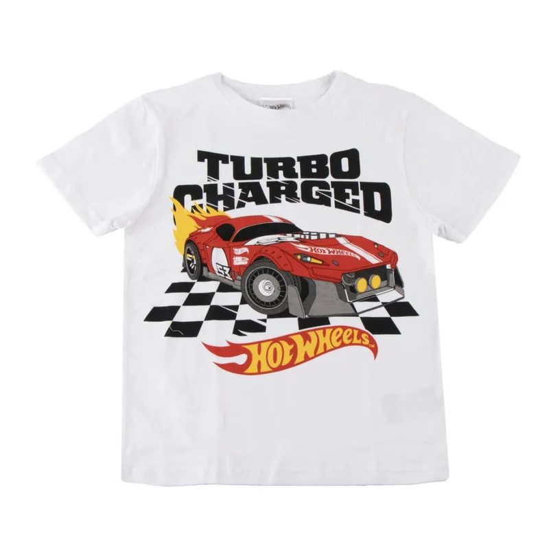 Hot Wheels Turbo Παιδικό Κοντομάνικο Μπλουζάκι Λευκό Λευκό