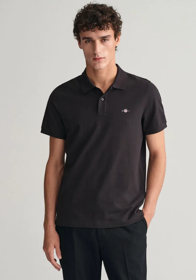 GANT Pique Polo Μπλούζα της σειράς Shield - 2210-1 005 Black