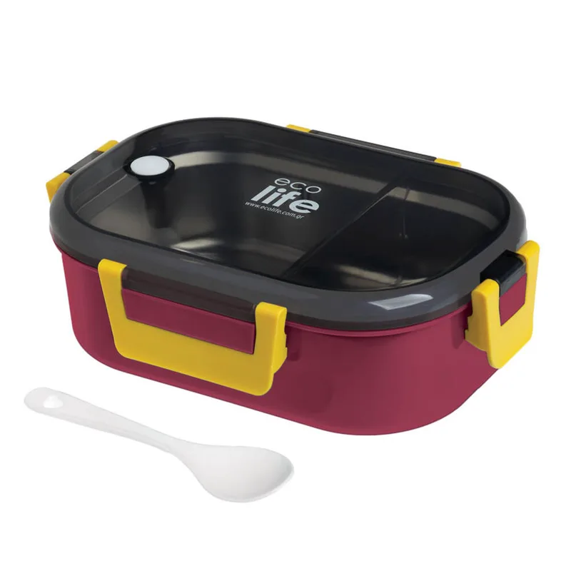 Ecolife Φαγητοδοχείο Ανοξείδωτο 18/8 2 Θέσεων 900ml Deep Rose