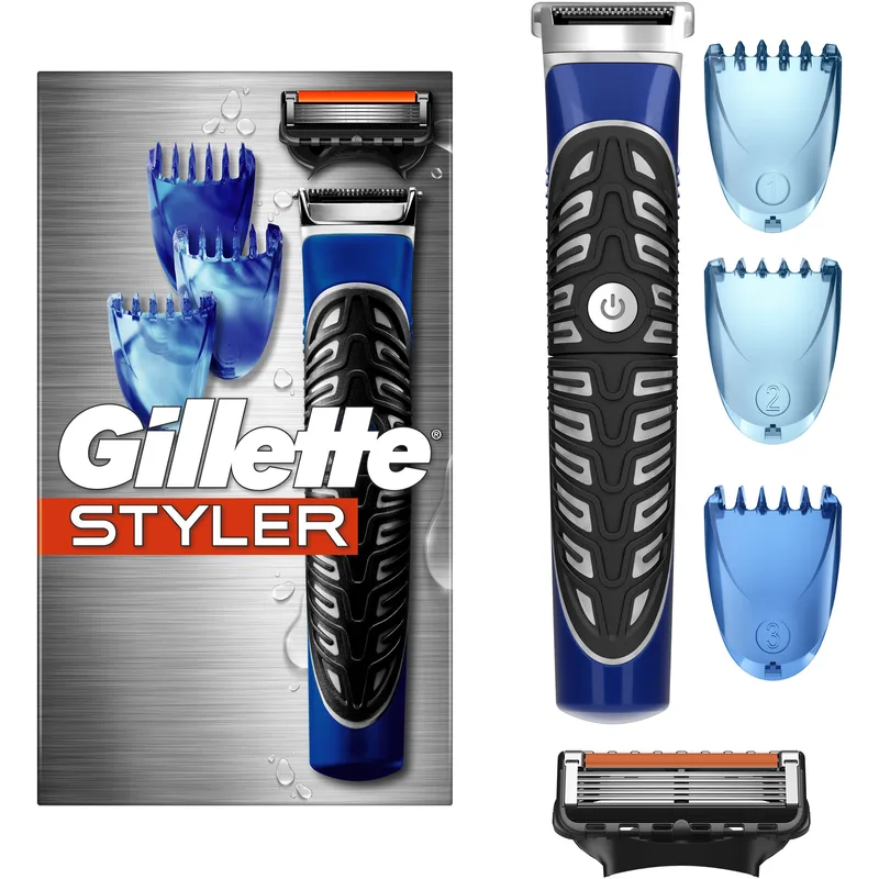 Gillette Styler All In 1 Precision Body & Beard Trimmer, Shaver & Edger Ανδρική Ξυριστική Μηχανή για Πρόσωπο, Σώμα, Κεφαλή ProGlide & Χτενάκια για Προσαρμογή σε Διαφορετικά Μήκη 1 Τεμάχιο