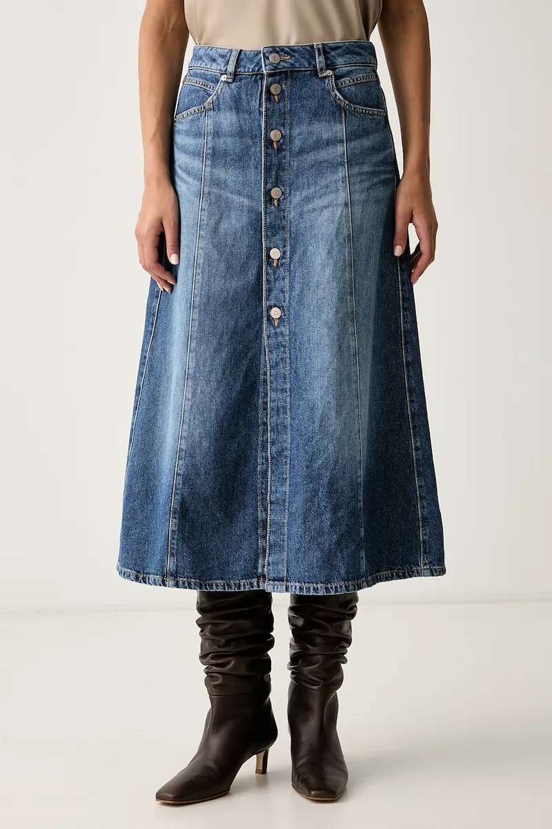 BOSS Πορτοκαλί κλος φούστα ντένιμ C_DNM MIDI SKIRT