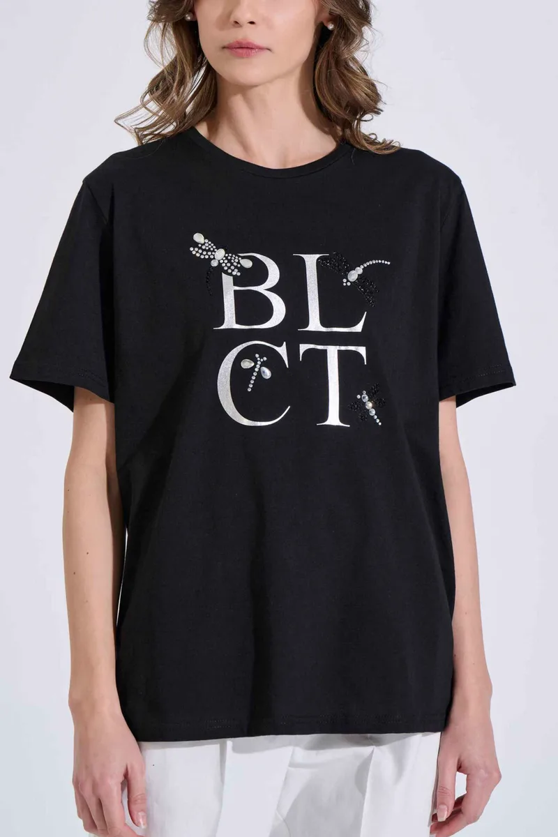 Bill Cost γυναικείο T-shirt με logo και στρας - 10-120710-0 Μαύρο