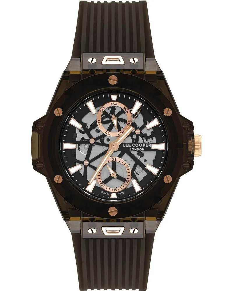 LEE COOPER Men's - LC07975.051, Black case with Black Rubber Strap