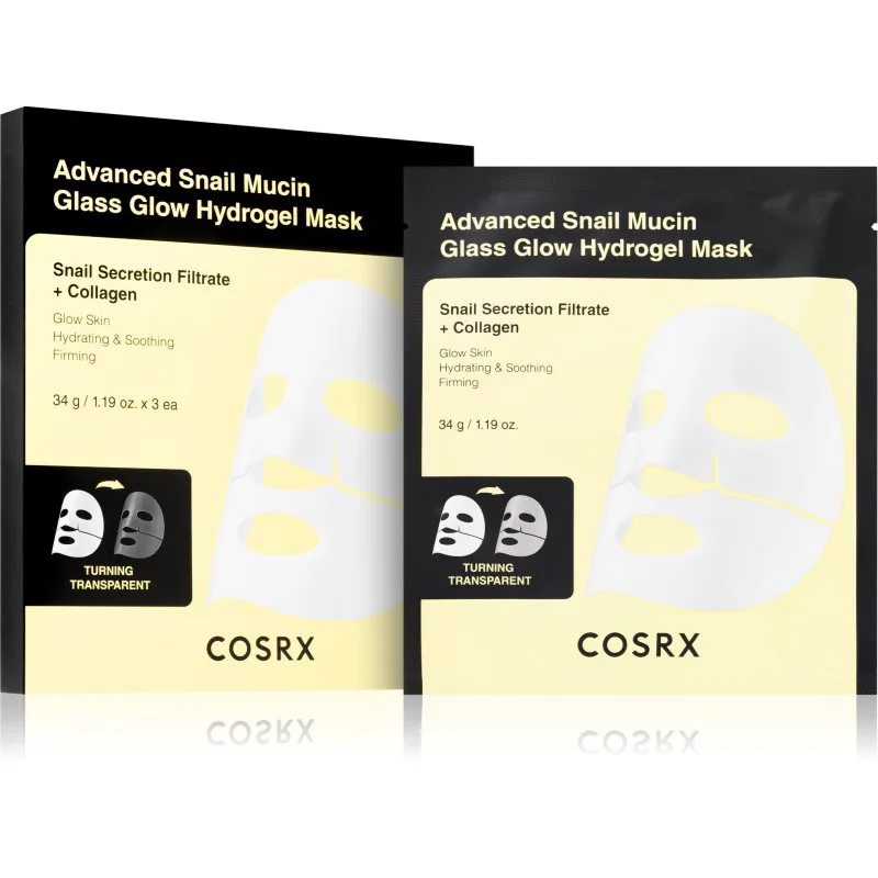 Cosrx Advanced Snail Mucin Glass Glow Hydrogel Mask αναζωογονητική μάσκα υδρογέλης με έκκριμα σαλιγκαριού για ενοποίηση τόνου της απόχρωσης δέρματος 3