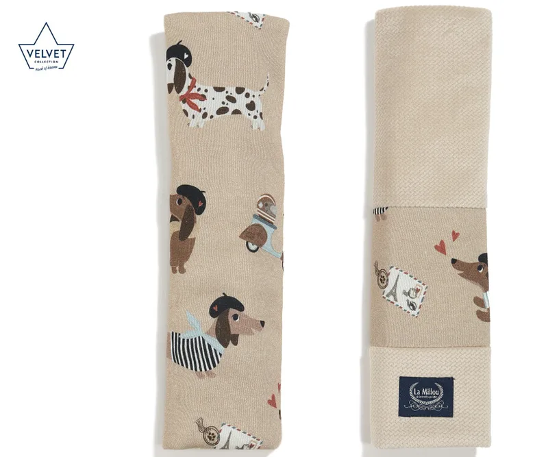 Jersey Seat Belt Cover Pierre the Dog Velvet Sand