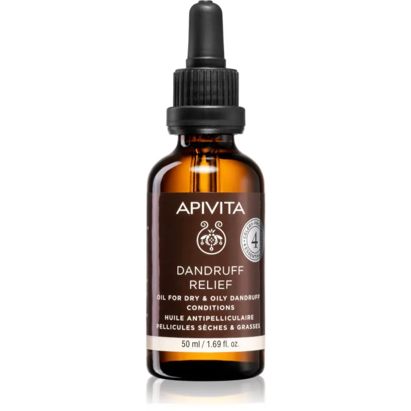 Apivita Dandruff Relief Oil φροντίδα του δέρματος της κεφαλής για την αντιμετώπιση της λιπαρής πιτυρίδας 50 ml