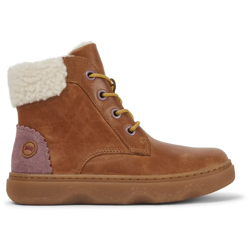 CAMPER Kiddo - Μπότες Για Κορίτσια - Καφέ, Μέγεθος 30, Smooth leather/Cotton fabric