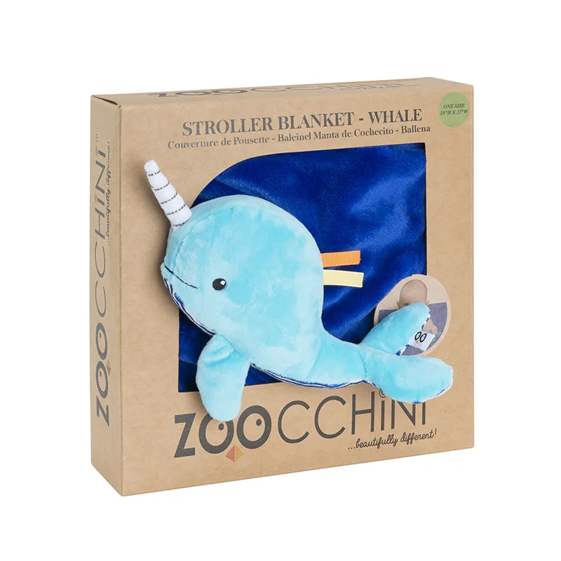 Κουβέρτα Με Λούτρινο Παιχνίδι Fleece 68,5x100εκ. Stroller Blanket Whale Buddy Zoocchini ZOO3004 (Ύφασμα: Fleece, Μέγεθος: Λίκνου) - Zoocchini - ZOO3004