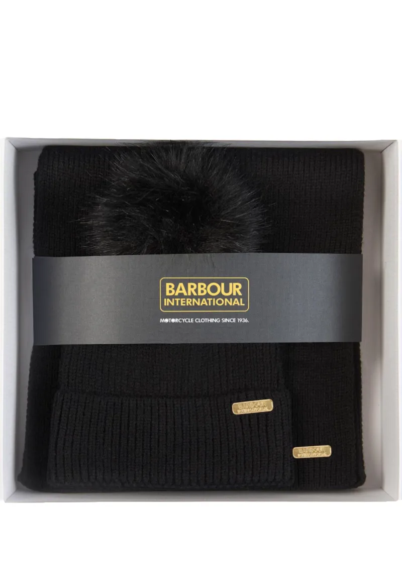 ΓΥΝΑΙΚΕΙΟ ΣΕΤ ΣΚΟΥΦΟΣ-ΚΑΣΚΩΛ MALLORY BEANIE AND SCARF GIFT SET BARBOUR INTERNATIONAL ΜΑΥΡΟ