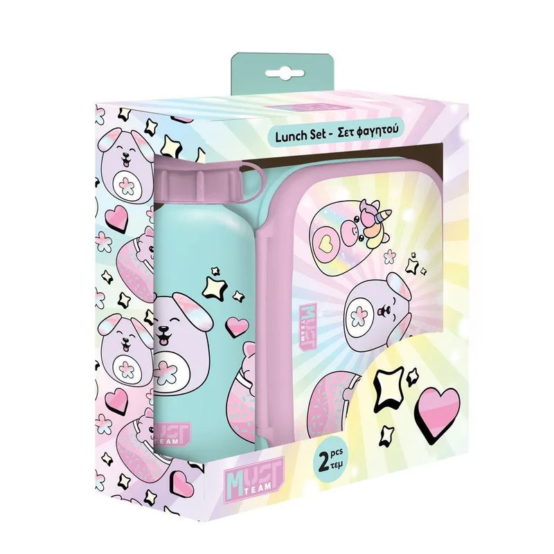 Σετ Φαγητού Must Team Squishcuties Φαγητοδοχείο 800ml-Παγούρι Αλουμινίου 500ml