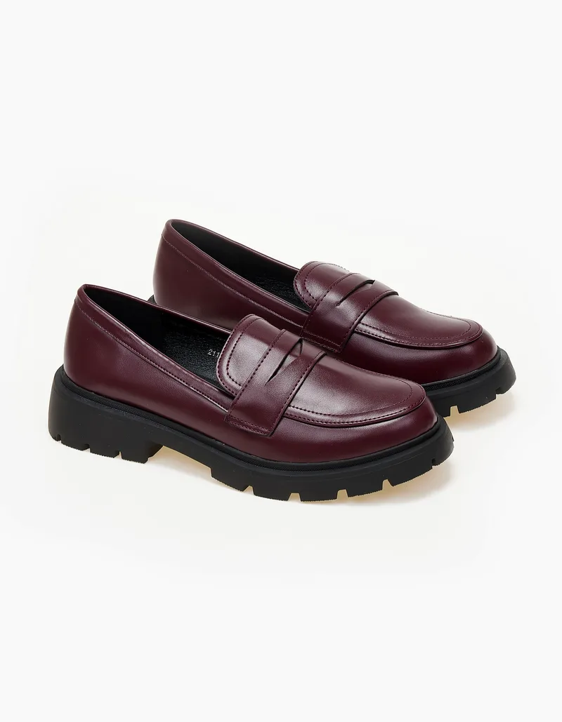Loafers με τρακτερωτή σόλα - Μπορντώ