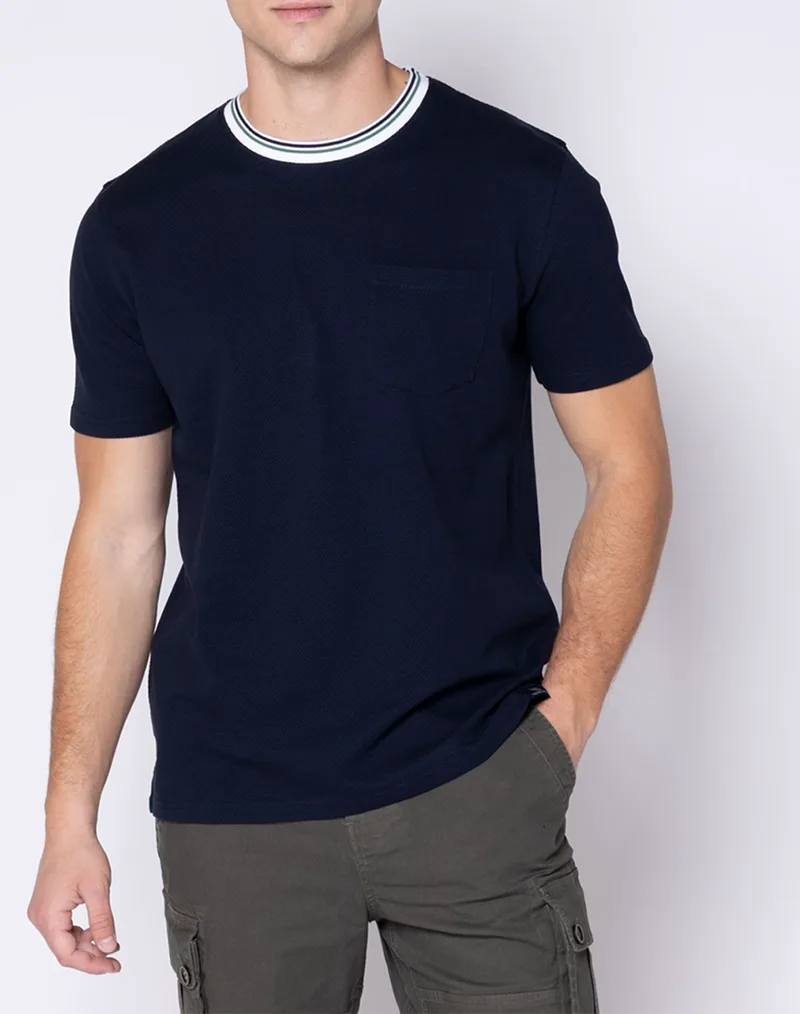 THE BOSTONIANS ΜΠΛΟΥΖΑ T-SHIRT PIQUE WAFFLE REGULAR FIT 3TS1306-BLUE DarkBlue