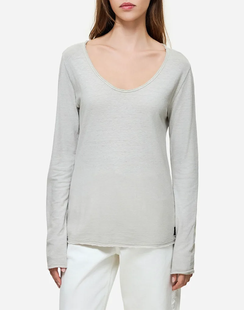 DIRTY LAUNDRY LINEN BLEND LONGSLEEVE DLWL000056-SAND LightGray