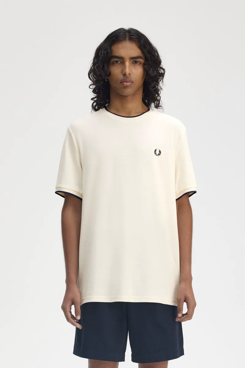 Fred Perry Ανδρική Μπλούζα Crepe Piqué T-Shirt M8585-560 Εκρού