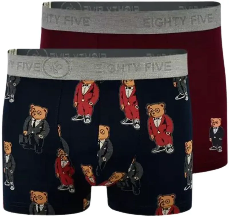 Ανδρικά Boxers TEDDIES Βαμβακερά 2 τεμάχια John Frank 49406 Σκούρο Πολύχρωμο