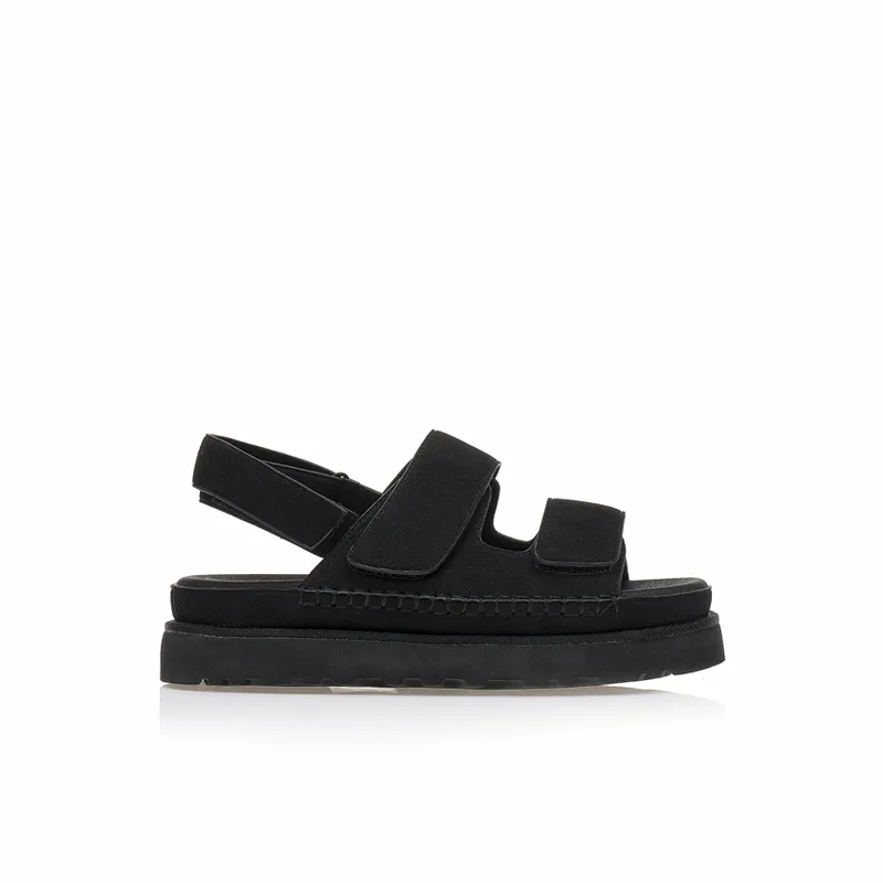 Flatforms μαύρα σουέτ με ρυθμιζόμενα λουράκια ΜΑΥΡΟ