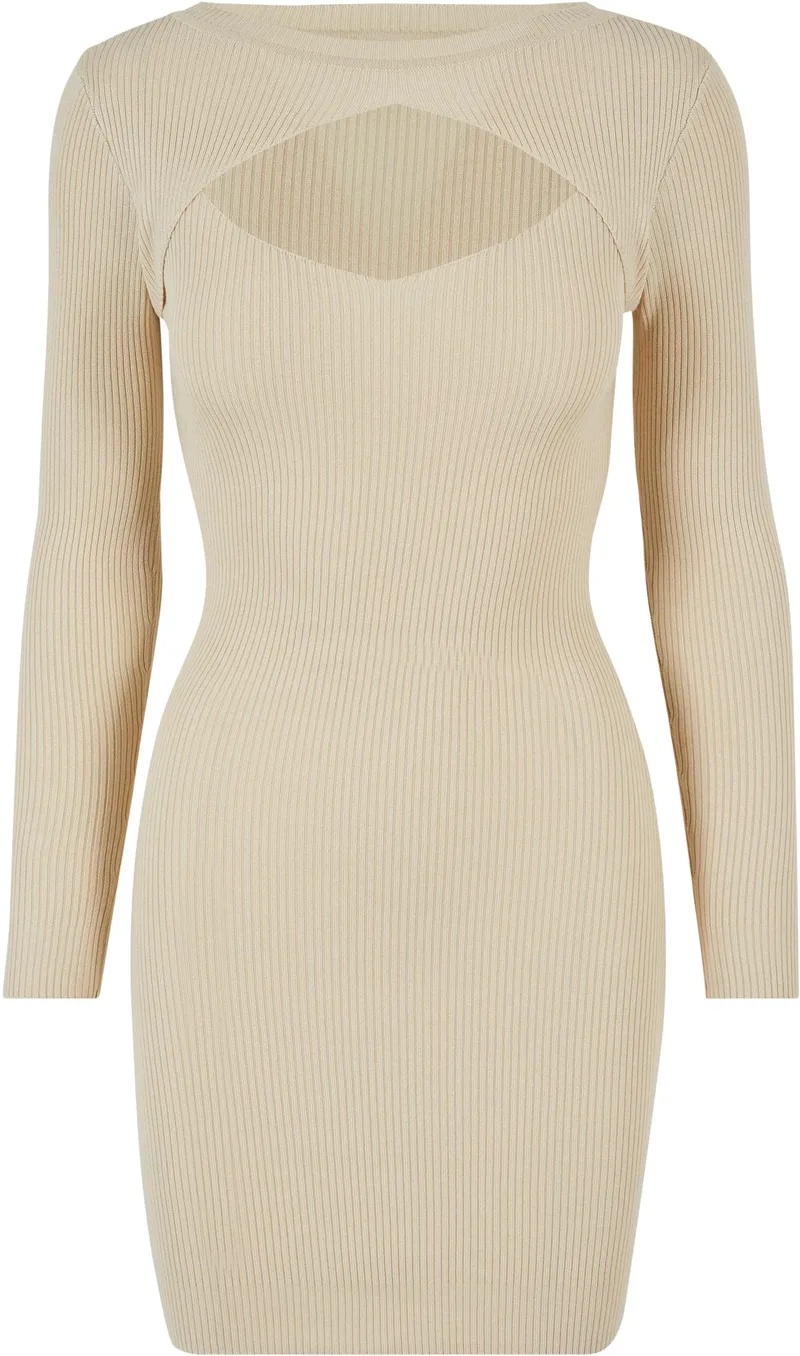 Ladies Cut Out Dress Urban Classics TB1742-00208 sand