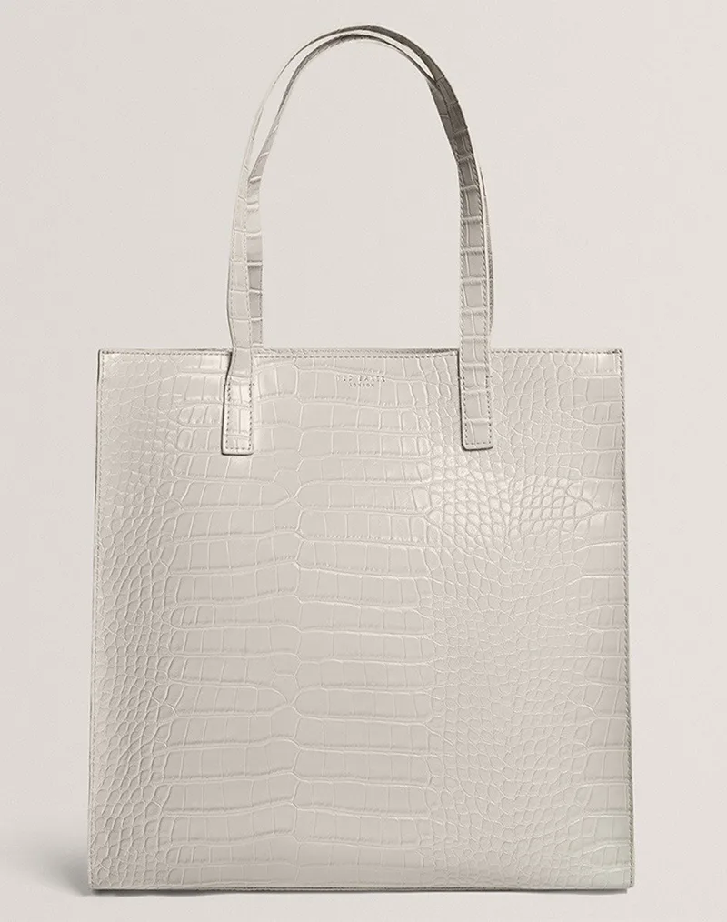 TED BAKER WENELLA Croc Effect Large Icon Bag 282817-IVORY Ivory