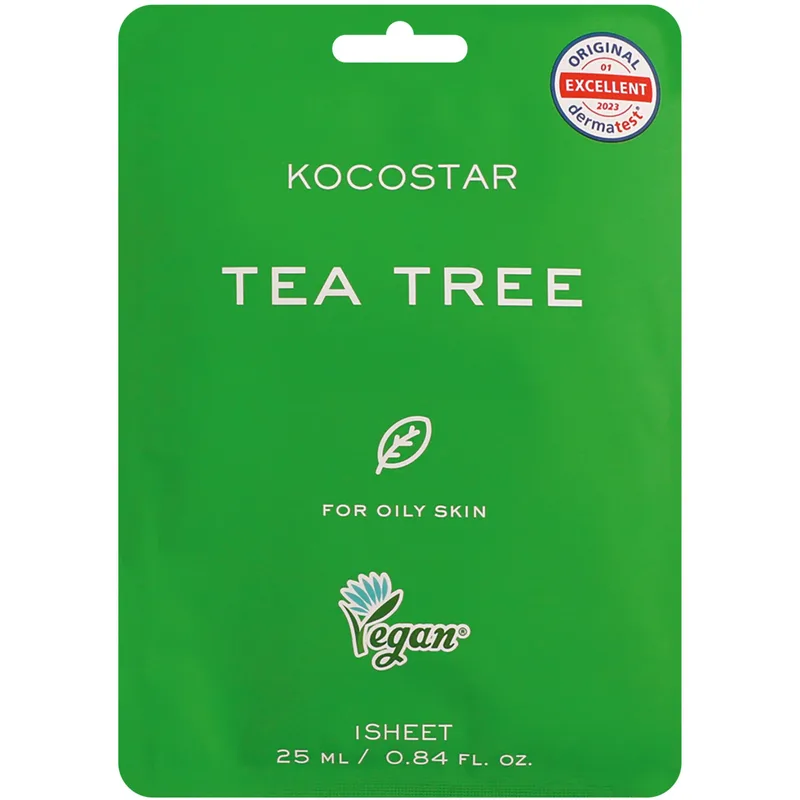 Kocostar Tea Tree Face Mask Κωδ 5602 Εμποτισμένη Μάσκα Τόνωσης για Λιπαρές Επιδερμίδες 1 Τεμάχιο