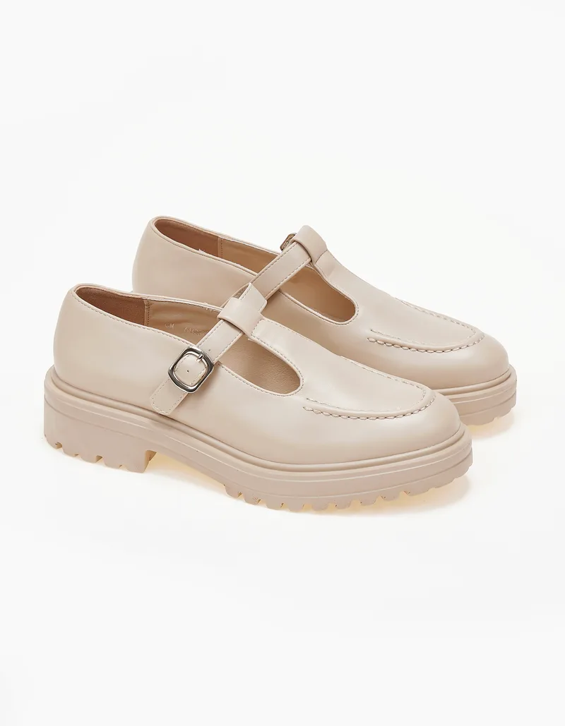 Loafers με μπαρέτα και διακοσμητικό γαζί - Μπεζ
