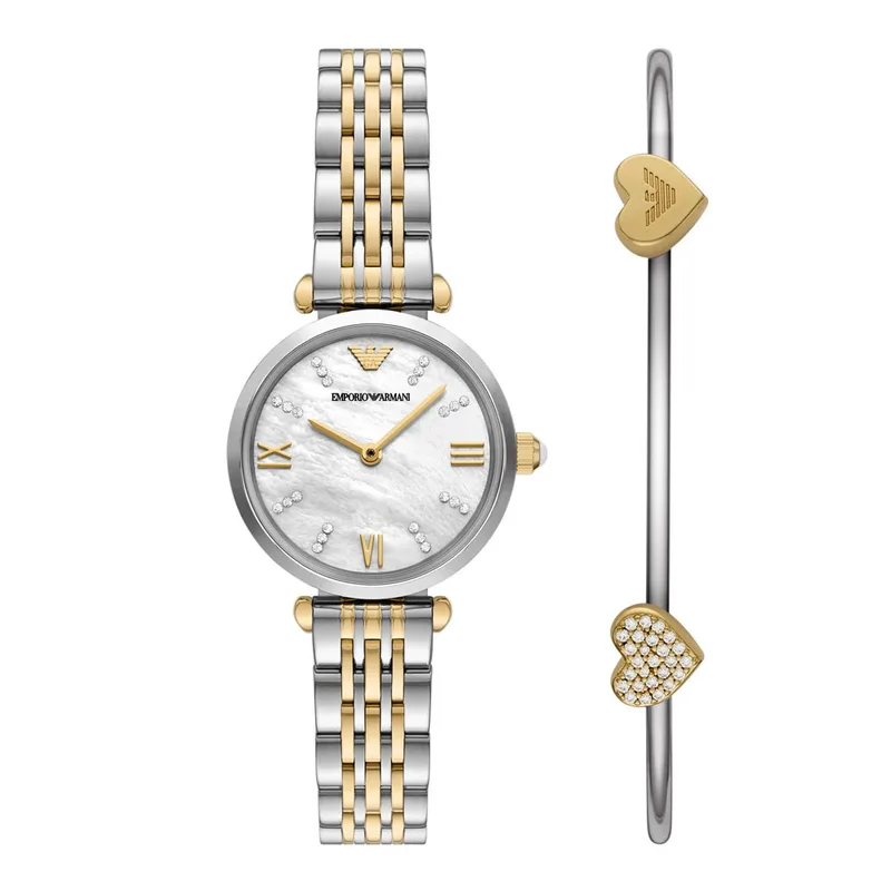 EMPORIO ARMANI Two Toned Stainless Steel Bracelet AR80078SET