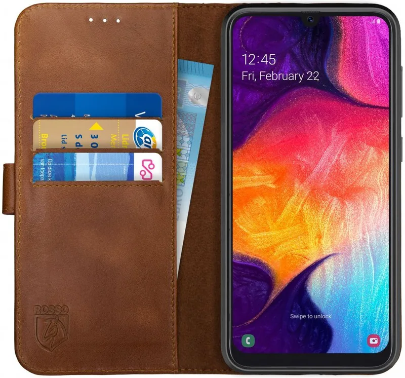 Κόκκινο Deluxe Δερμάτινη Θήκη Πορτοφόλι Samsung Galaxy A70 - Brown (8719246205293)