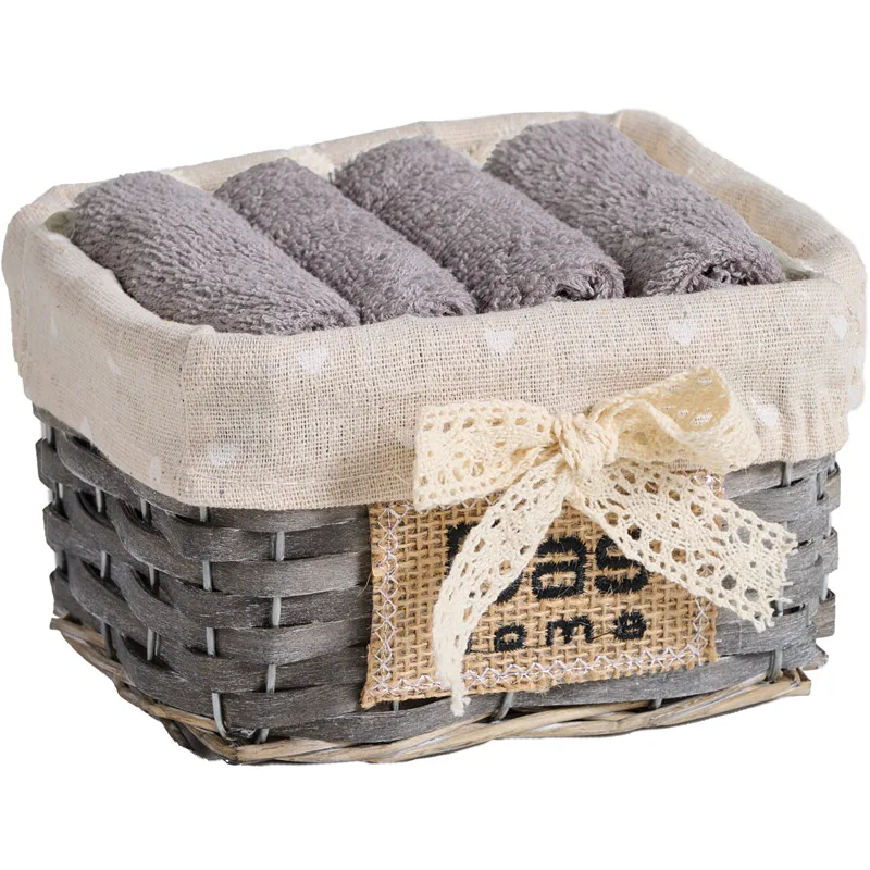 Λαβέτες Χεριών Σετ 4τμχ Das Home Soft 4001 Grey 30x30