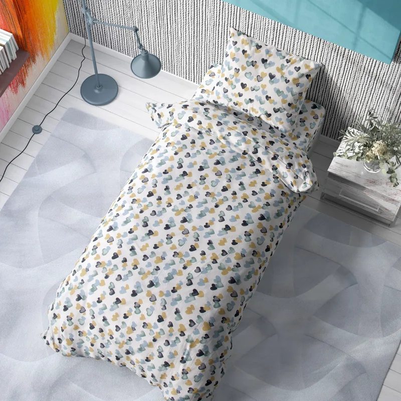 Σετ Σεντόνια Μονά 3 Τεμαχίων Dimcol Hearts 11 Grey-Green 160x240