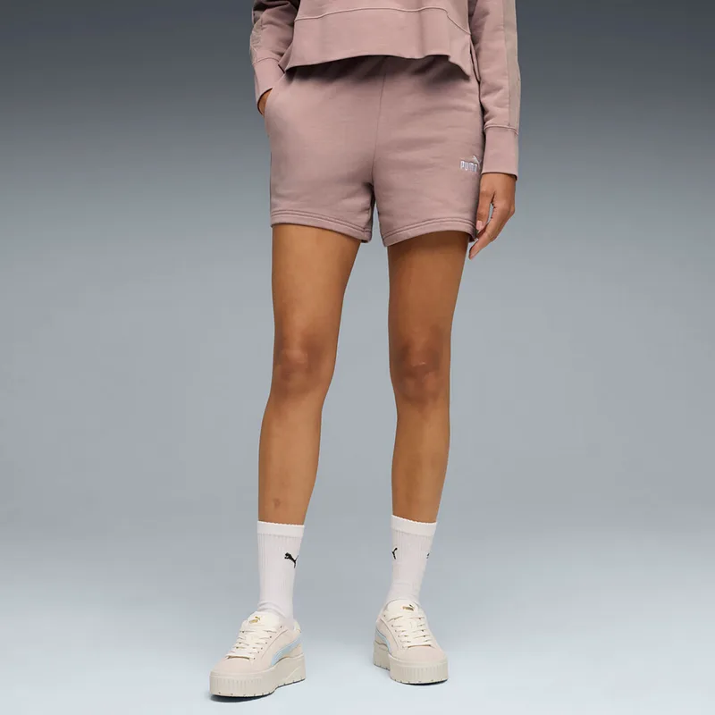 PUMA ESSENTIALS SMALL NO. 1 LOGO 5'' HIGH-WAIST SHORTS ΜΠΕΖ