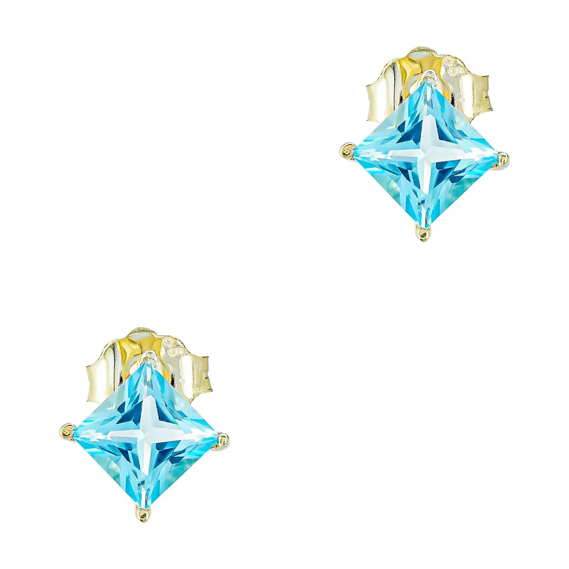 Σκουλαρίκια με Aqua Topaz από Κίτρινο Χρυσό 14 Καρατίων SK2193