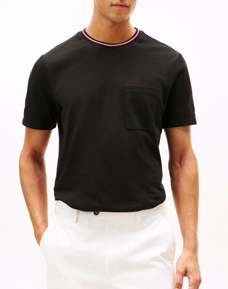 TOMMY HILFIGER RWB POCKET PIQUE TEE MW0MW41472-BDS Black