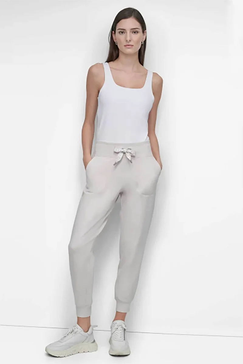 DKNY γυναικείο παντελόνι φόρμας μονόχρωμο - DP5P3496 Κρέμ
