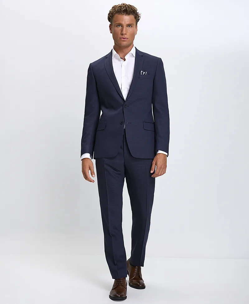 Vardas Ανδρικό Κοστούμι Modern Fit με Μικροσχέδιο σε Μπλε