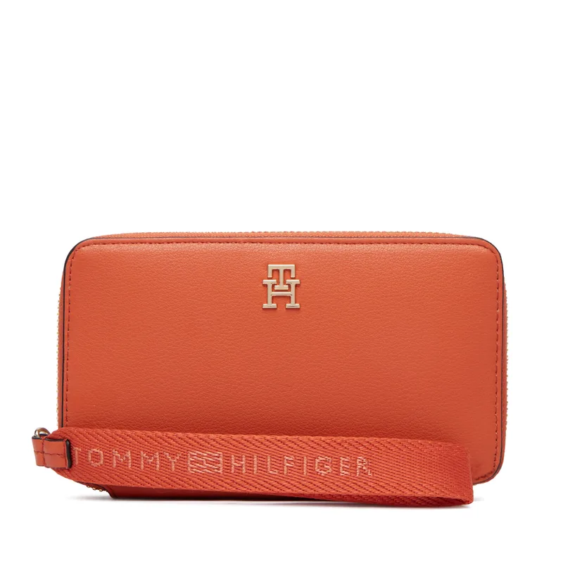 Πορτοφόλι Tommy Hilfiger Th Logotape Compact Zip Around AW0AW18699 Πορτοκαλί