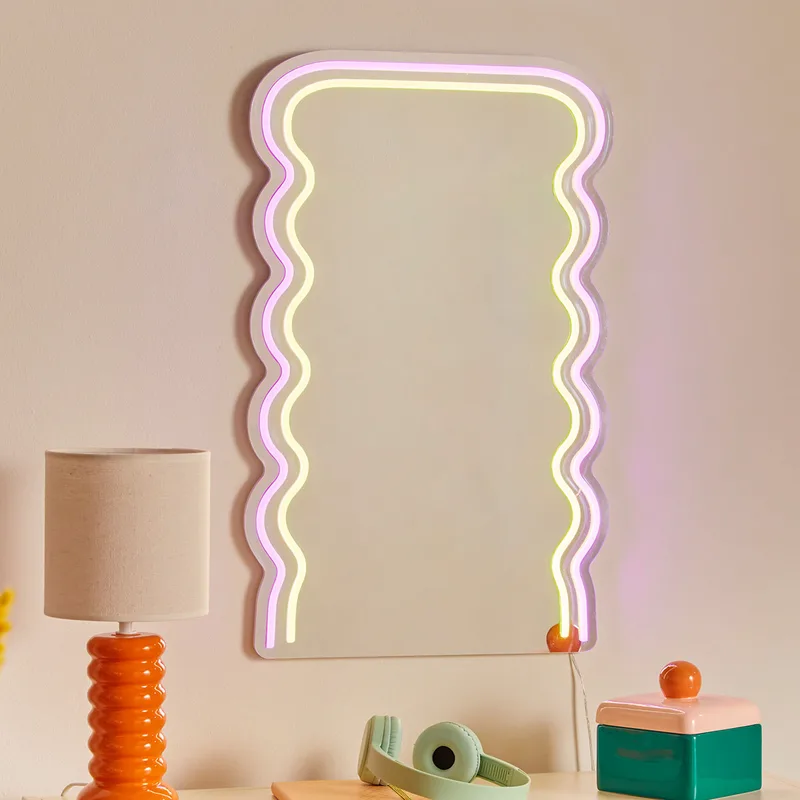 Διακοσμητικός Καθρέφτης Τοίχου Με LED & USB A-S Wavy 213750