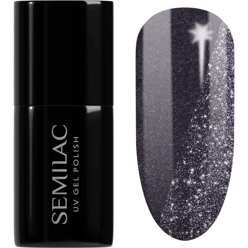Semilac UV Hybrid Day and Night τζελ βερνίκι νυχιών με τη χρήση των UV/LED λαμπτήρων απόχρωση 399 Dark & Spark 7 ml