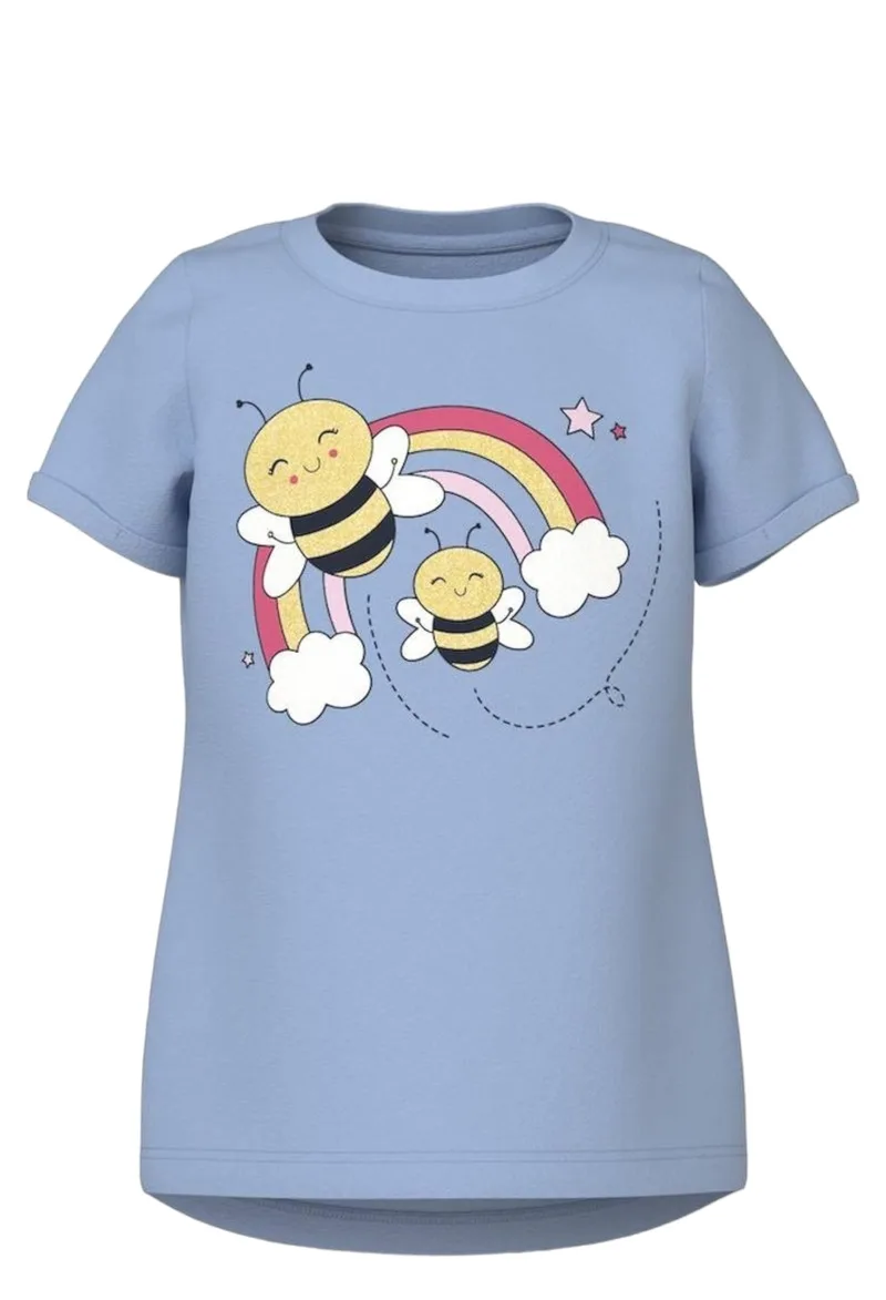 Μπλούζα Κοντομάνικη Name It Nmfvix 13228145-Chambray Blue-Bees Κορίτσι