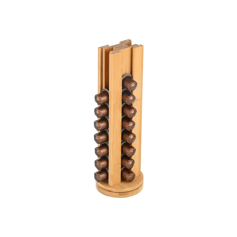 Βάση Για Κάψουλες Espresso Bamboo Essentials 36 Θέσεων Περιστρεφόμενη 15x10x40cm