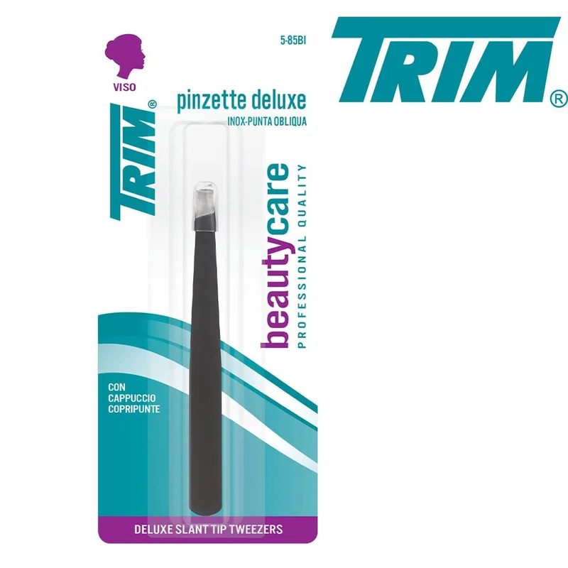 Trim oblique tip stainless steel deluxe tweezers
